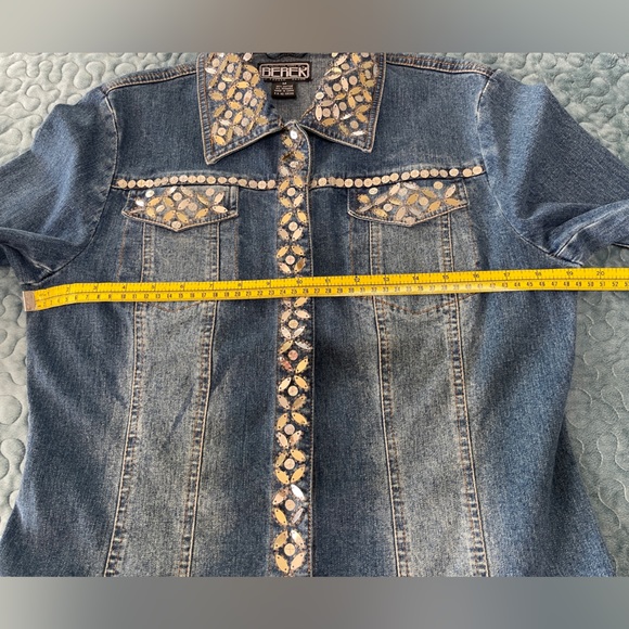 Berek by Takako Sakon Denim Jean Jacket Size M Bedazzled Beads Sequins Pre-owned - Picture 11 of 13